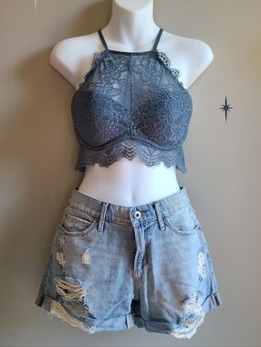 Victoria’s Secret PINK Blue Lace High Neck Bralette S